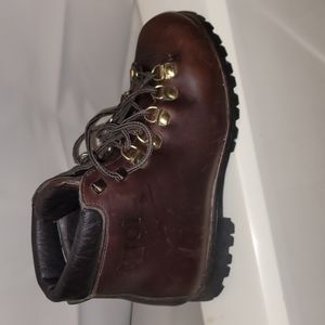 Size 6.5 Vintage brown leather Tyrol lace-up mountaineering, hiking boots
